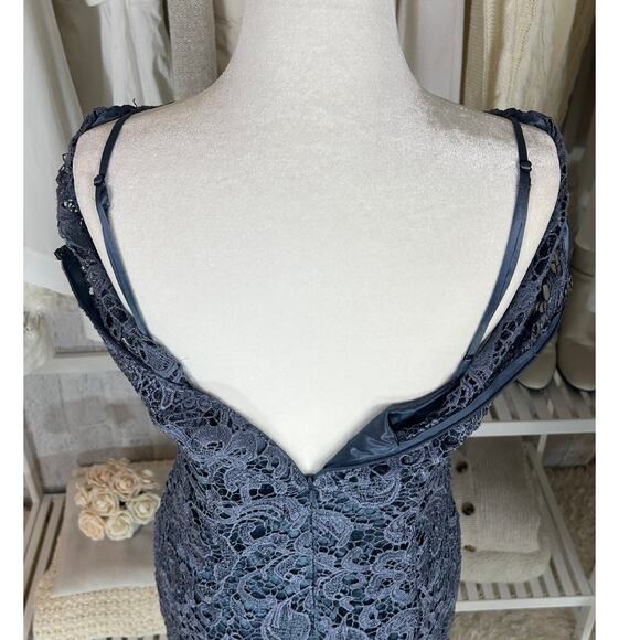 J S Collections Womens Size 8 Periwinkle Blue Lace Overlay Sheath Dress #0381 - Picture 8 of 15